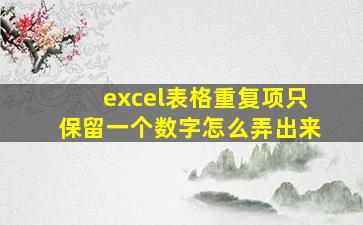 excel表格重复项只保留一个数字怎么弄出来