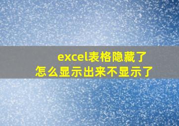 excel表格隐藏了怎么显示出来不显示了