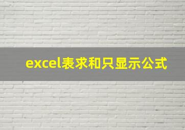 excel表求和只显示公式