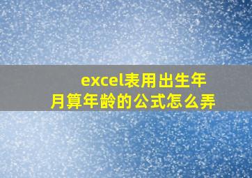 excel表用出生年月算年龄的公式怎么弄