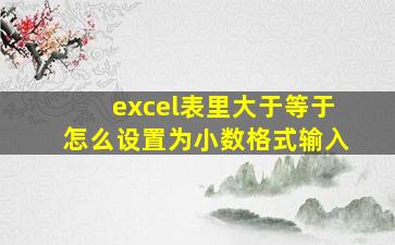 excel表里大于等于怎么设置为小数格式输入