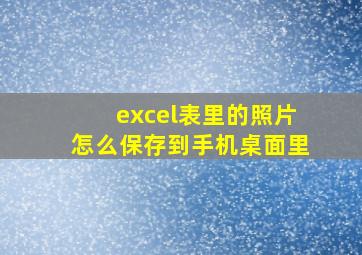 excel表里的照片怎么保存到手机桌面里