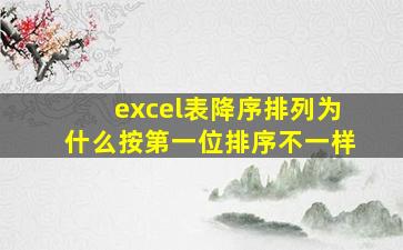 excel表降序排列为什么按第一位排序不一样