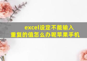 excel设定不能输入重复的值怎么办呢苹果手机