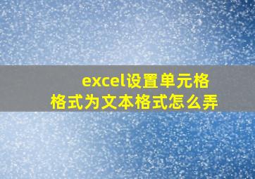 excel设置单元格格式为文本格式怎么弄