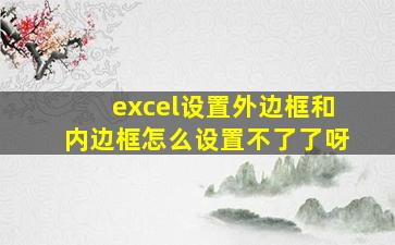 excel设置外边框和内边框怎么设置不了了呀