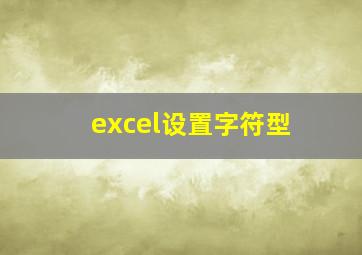 excel设置字符型