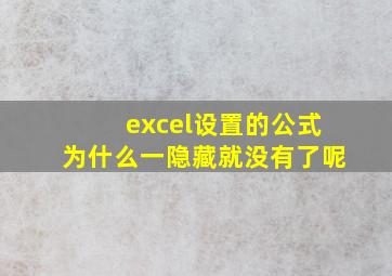 excel设置的公式为什么一隐藏就没有了呢