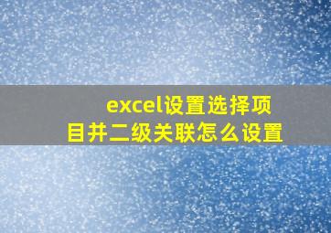 excel设置选择项目并二级关联怎么设置