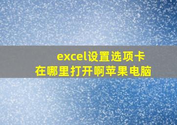 excel设置选项卡在哪里打开啊苹果电脑