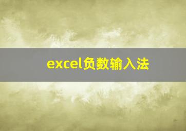 excel负数输入法