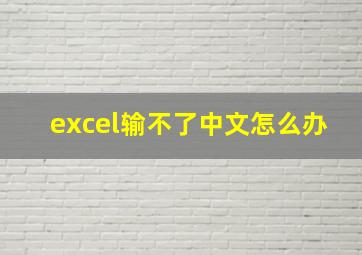 excel输不了中文怎么办