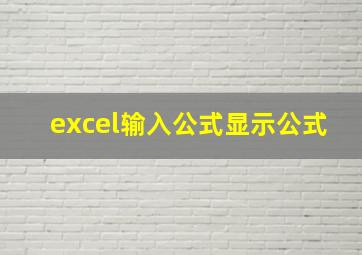 excel输入公式显示公式