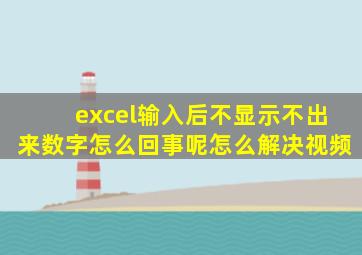 excel输入后不显示不出来数字怎么回事呢怎么解决视频