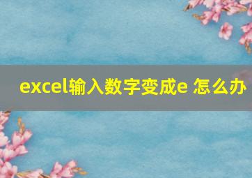 excel输入数字变成e+怎么办