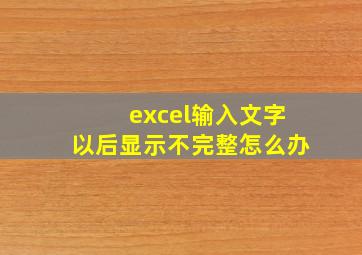 excel输入文字以后显示不完整怎么办