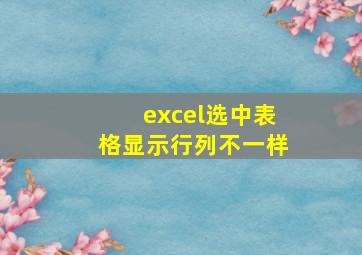 excel选中表格显示行列不一样