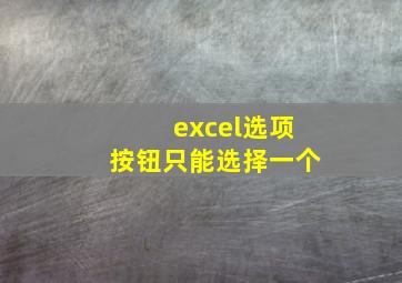 excel选项按钮只能选择一个