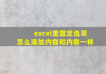 excel里固定选项怎么添加内容和内容一样