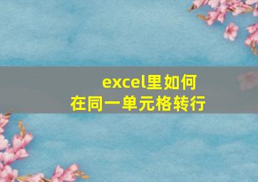 excel里如何在同一单元格转行