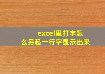 excel里打字怎么另起一行字显示出来