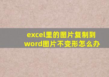 excel里的图片复制到word图片不变形怎么办