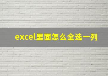 excel里面怎么全选一列