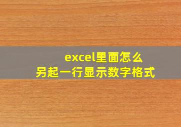 excel里面怎么另起一行显示数字格式