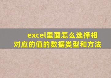 excel里面怎么选择相对应的值的数据类型和方法