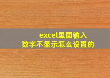 excel里面输入数字不显示怎么设置的