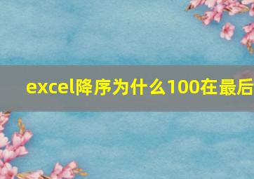 excel降序为什么100在最后