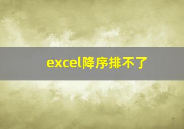 excel降序排不了