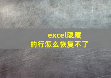 excel隐藏的行怎么恢复不了