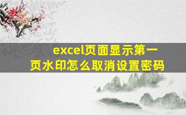 excel页面显示第一页水印怎么取消设置密码