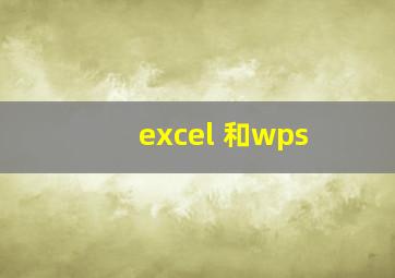 excel 和wps