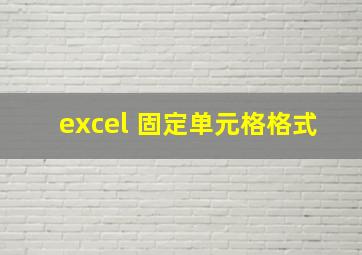 excel 固定单元格格式