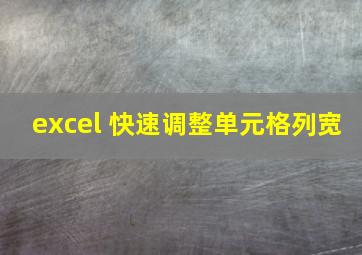 excel 快速调整单元格列宽