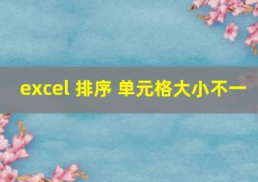 excel 排序 单元格大小不一