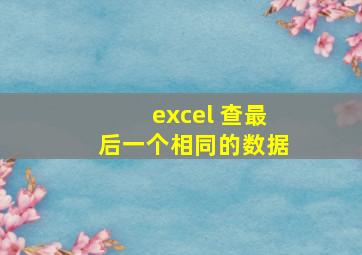 excel 查最后一个相同的数据