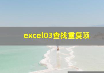 excel03查找重复项