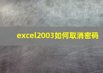 excel2003如何取消密码