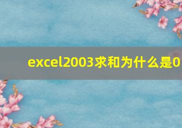 excel2003求和为什么是0