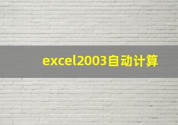 excel2003自动计算