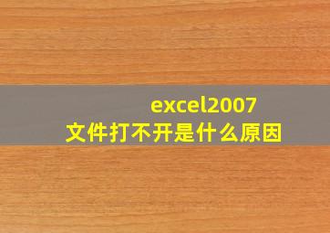 excel2007文件打不开是什么原因