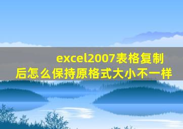 excel2007表格复制后怎么保持原格式大小不一样