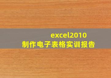 excel2010制作电子表格实训报告