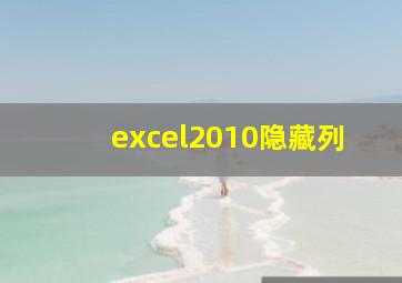 excel2010隐藏列