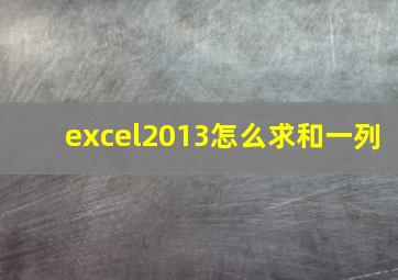 excel2013怎么求和一列