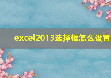 excel2013选择框怎么设置