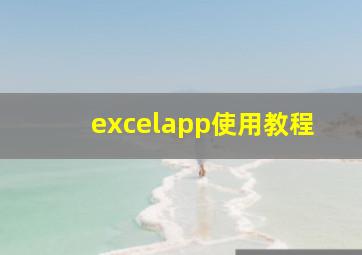 excelapp使用教程